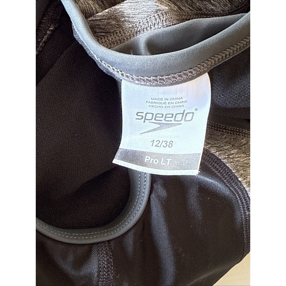 Women's Speedo Pro LT Flyback Training One Piece Swimsuit Black Grey Size 12/38 - Picture 6 of 11